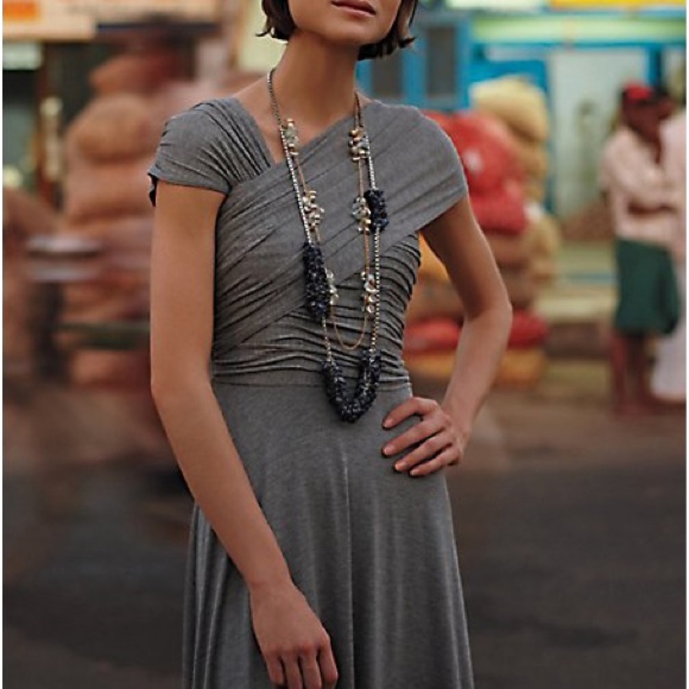 Anthropologie Plenty by Tracy‎ Reese Gray Rayon Off Shoulder Dress Size Small